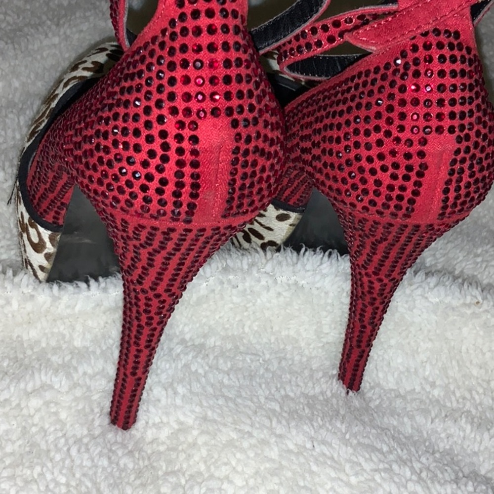 Red & Real Fur Print Steve Madden Heels View 2